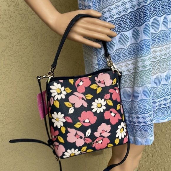Kate Spade Darcy Small Bucket Bag Road Trip Floral Blue Multi - Picture 13 of 16